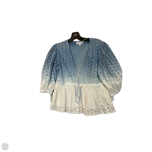 Top Short Sleeve By Clothes Mentor In Blue & White, Size: S