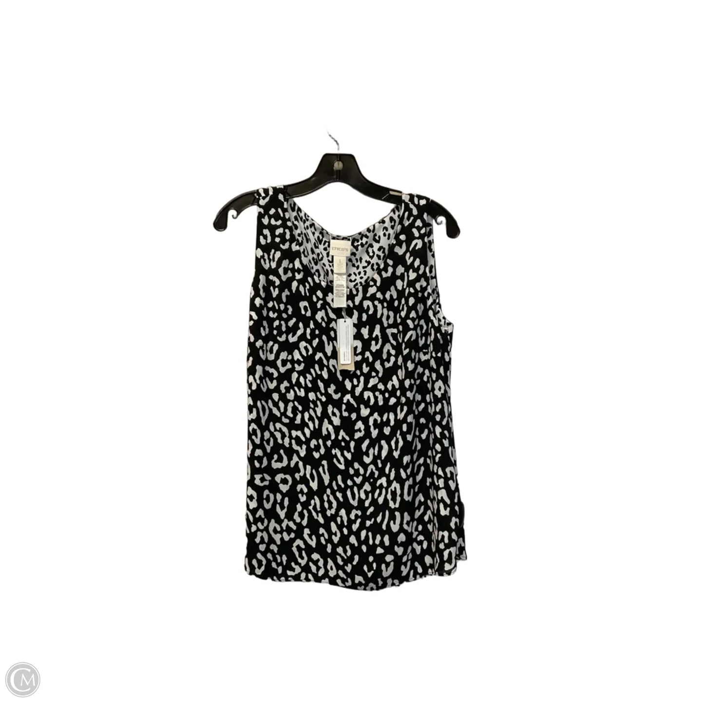 Top Sleeveless By Chicos In Black & White, Size: S