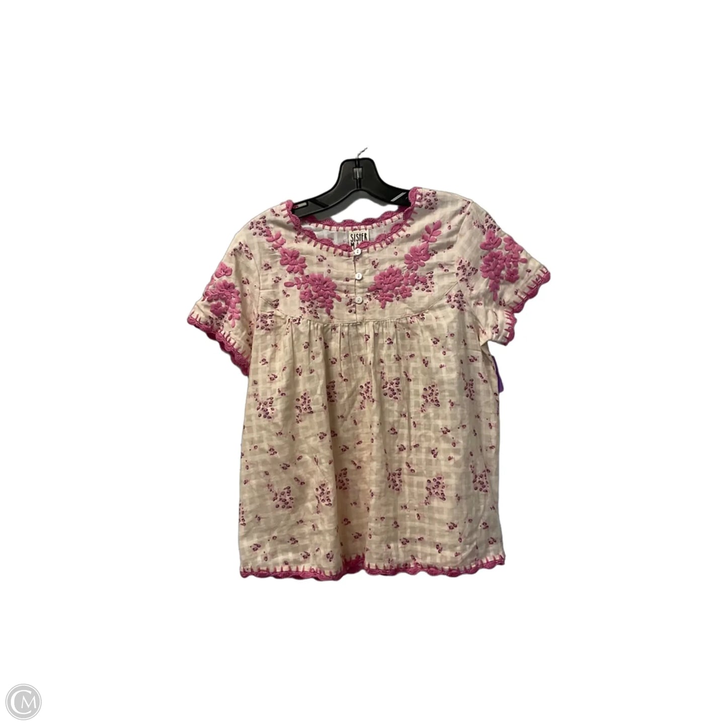 Top Short Sleeve By Cmc In Pink & Tan, Size: Xs