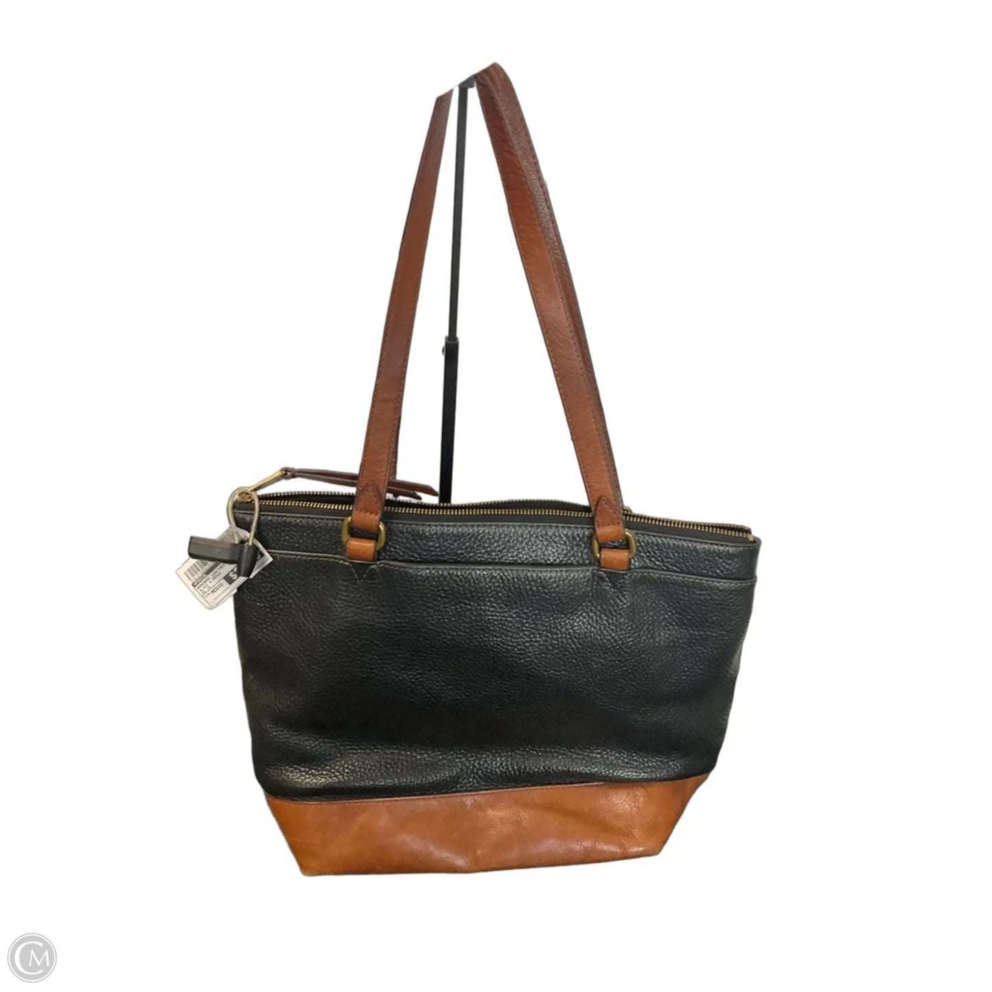 Handbag Leather By Fossil, Size: Medium