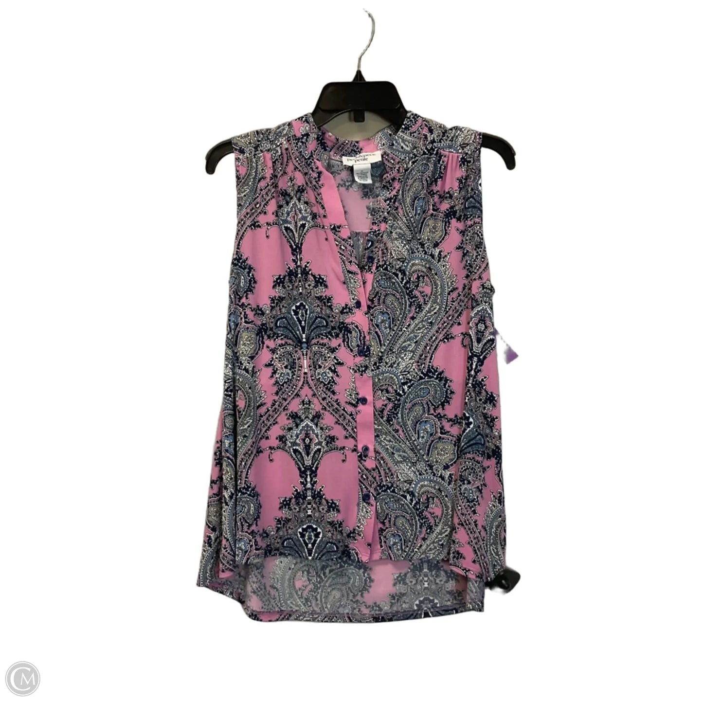 Top Sleeveless By Peck And Peck In Blue & Pink, Size: L