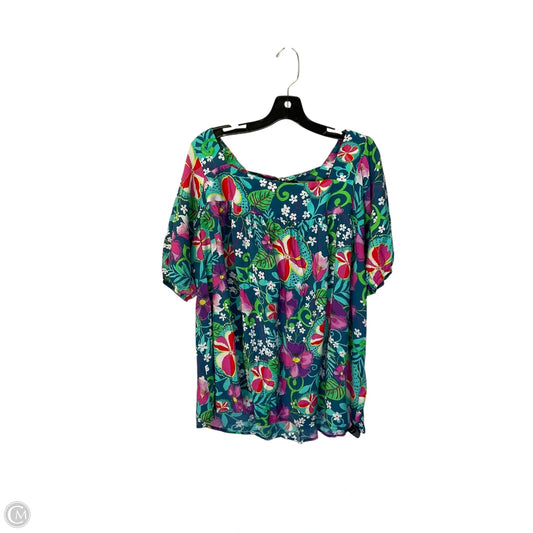 Top Short Sleeve By Clothes Mentor In Floral Print, Size: 1x
