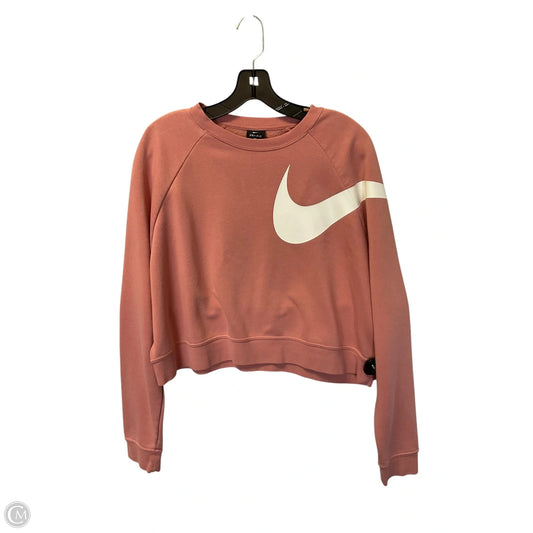 Athletic Top Long Sleeve Crewneck By Nike Apparel In Pink, Size: L
