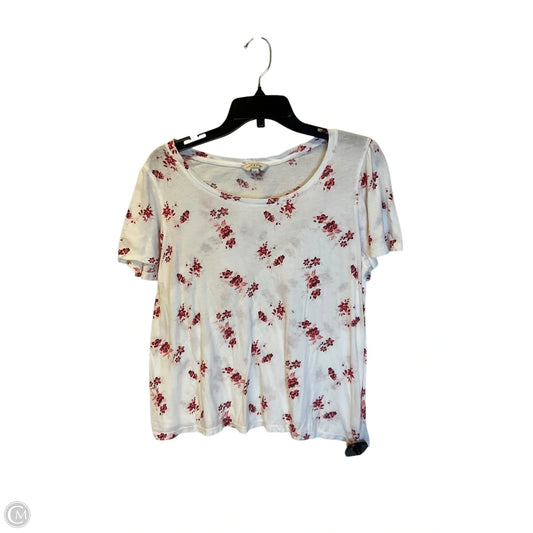 Top Short Sleeve Basic By Lucky Brand In Floral Print, Size: L