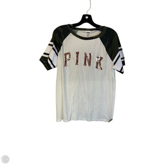 Top Short Sleeve By Pink In White, Size: L