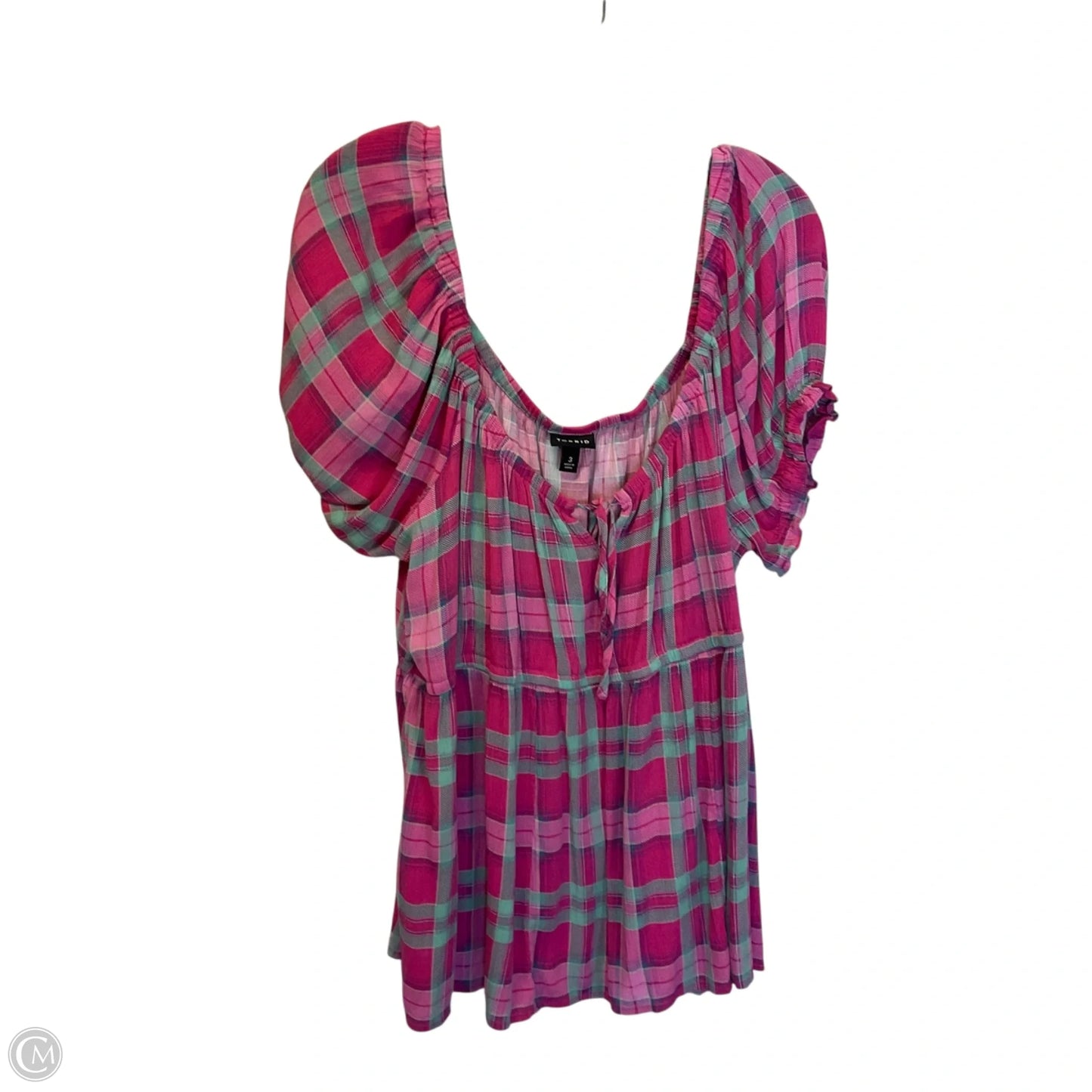 Top Short Sleeve By Torrid In Plaid Pattern, Size: 3x