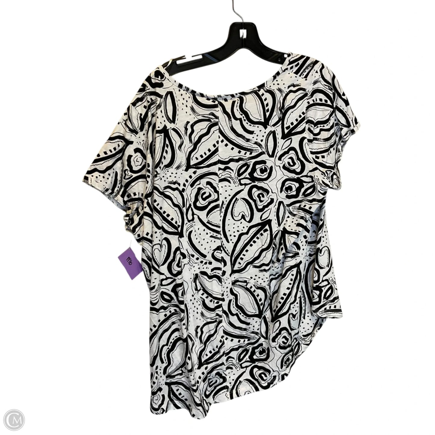 Top Short Sleeve By C And C In Black & White, Size: 2x