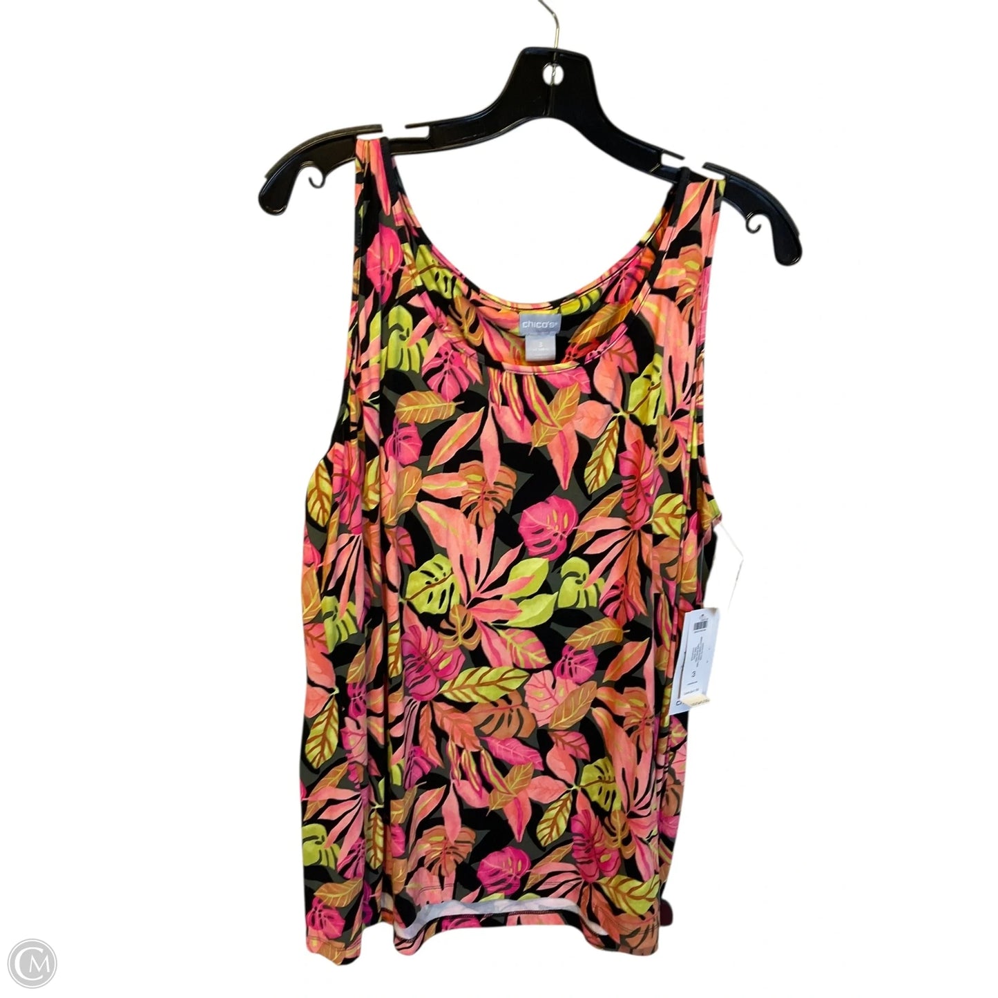 Top Sleeveless By Chicos In Tropical Print, Size: Xl