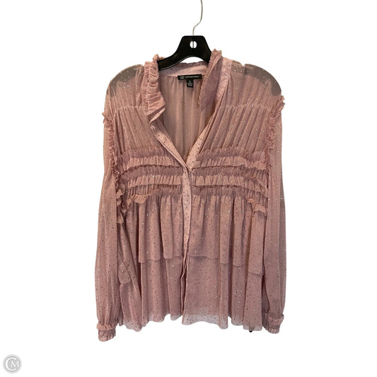 Top Long Sleeve By Inc In Pink, Size: 1x