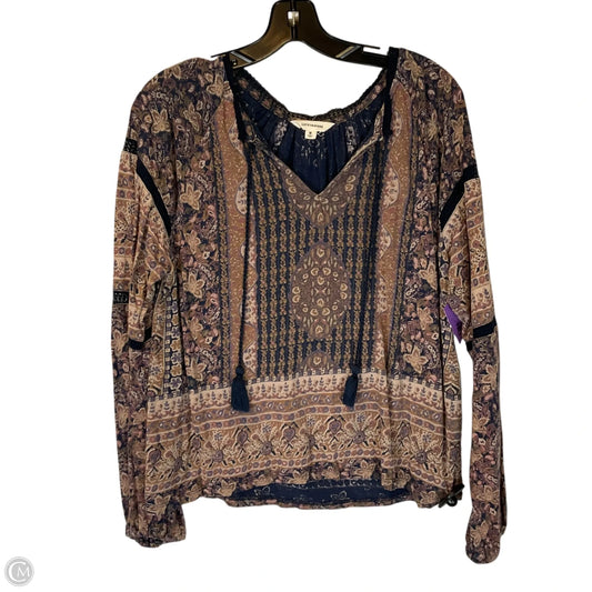 Top Long Sleeve By Lucky Brand In Brown, Size: M
