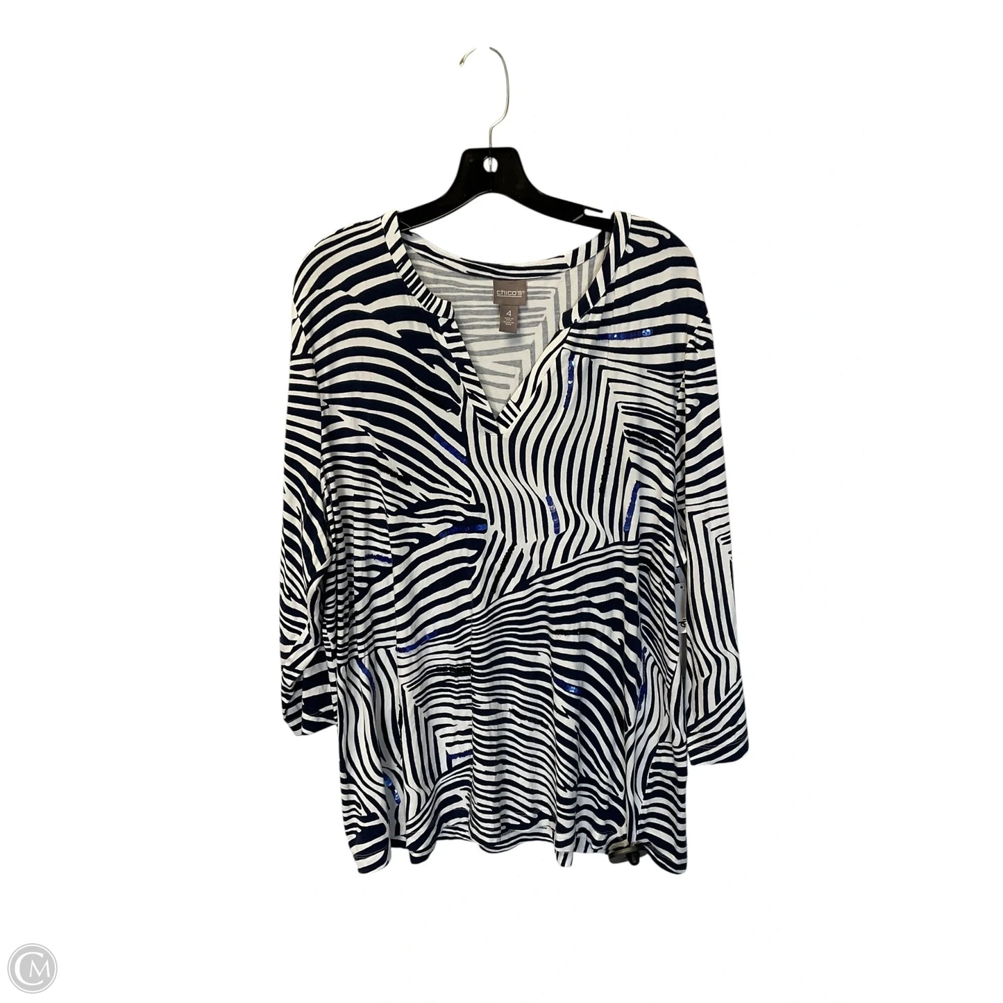 Top Long Sleeve By Chicos In Blue, Size: Xl