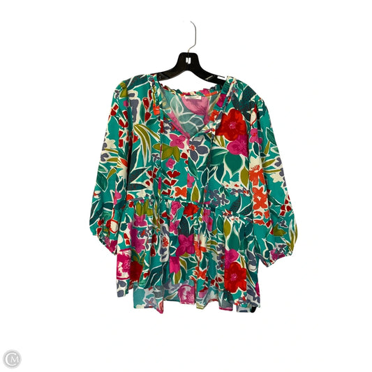 Top Long Sleeve By Chicsoul In Floral Print, Size: 2x