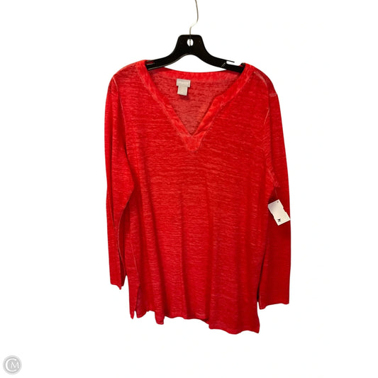 Top Long Sleeve Basic By Chicos In Red, Size: Mp
