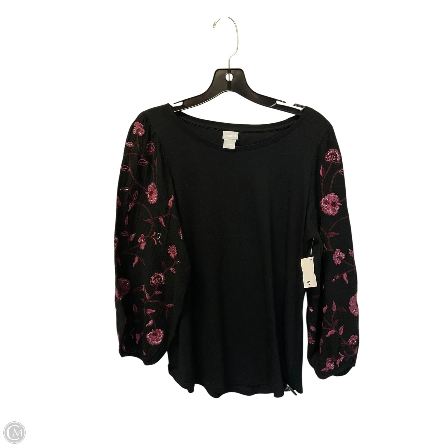 Top Long Sleeve By Chicos In Black, Size: M