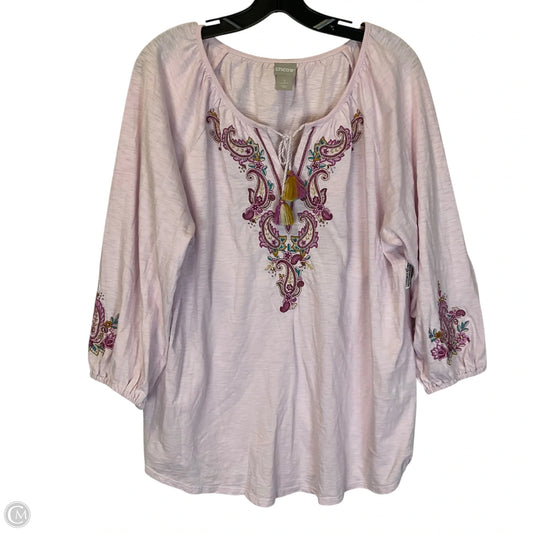 Top Long Sleeve By Chicos In Pink, Size: Xl