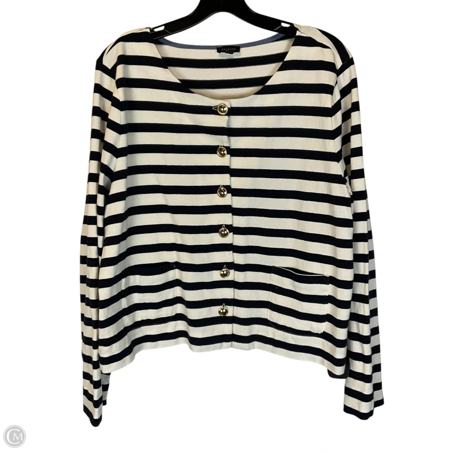 Top Long Sleeve By Talbots In Striped Pattern, Size: L