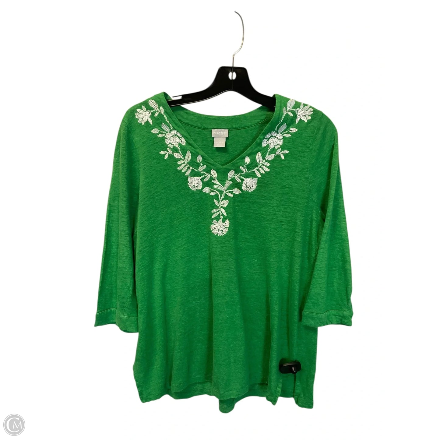 Top Long Sleeve By Chicos In Green, Size: M