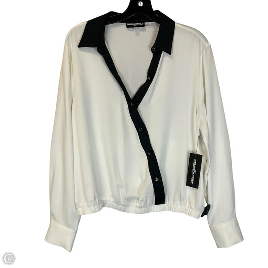 Top Long Sleeve Designer By Karl Lagerfeld In White, Size: L