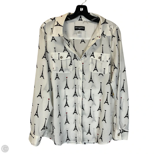 Top Long Sleeve Designer By Karl Lagerfeld In White, Size: M