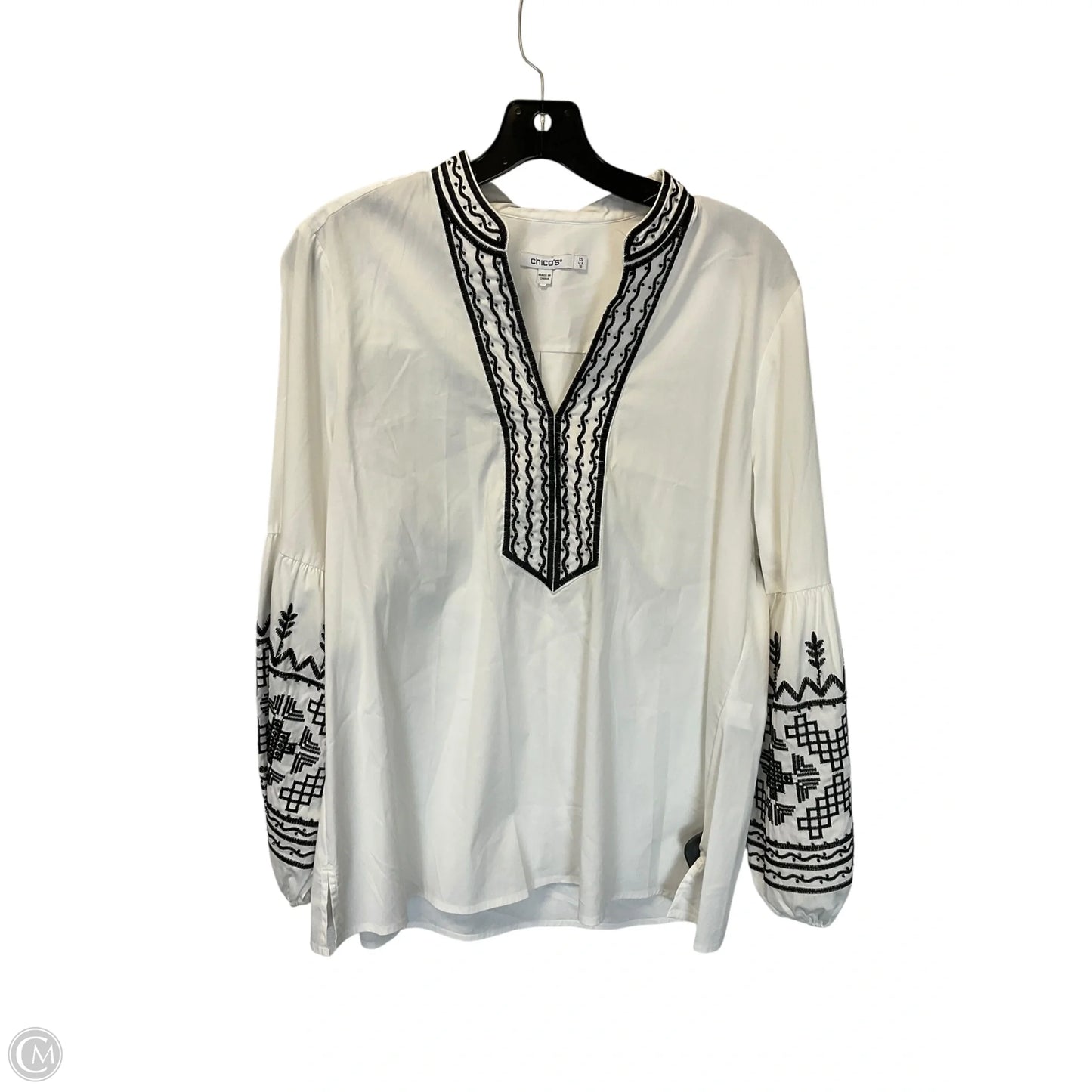 Top Long Sleeve By Chicos In White, Size: M