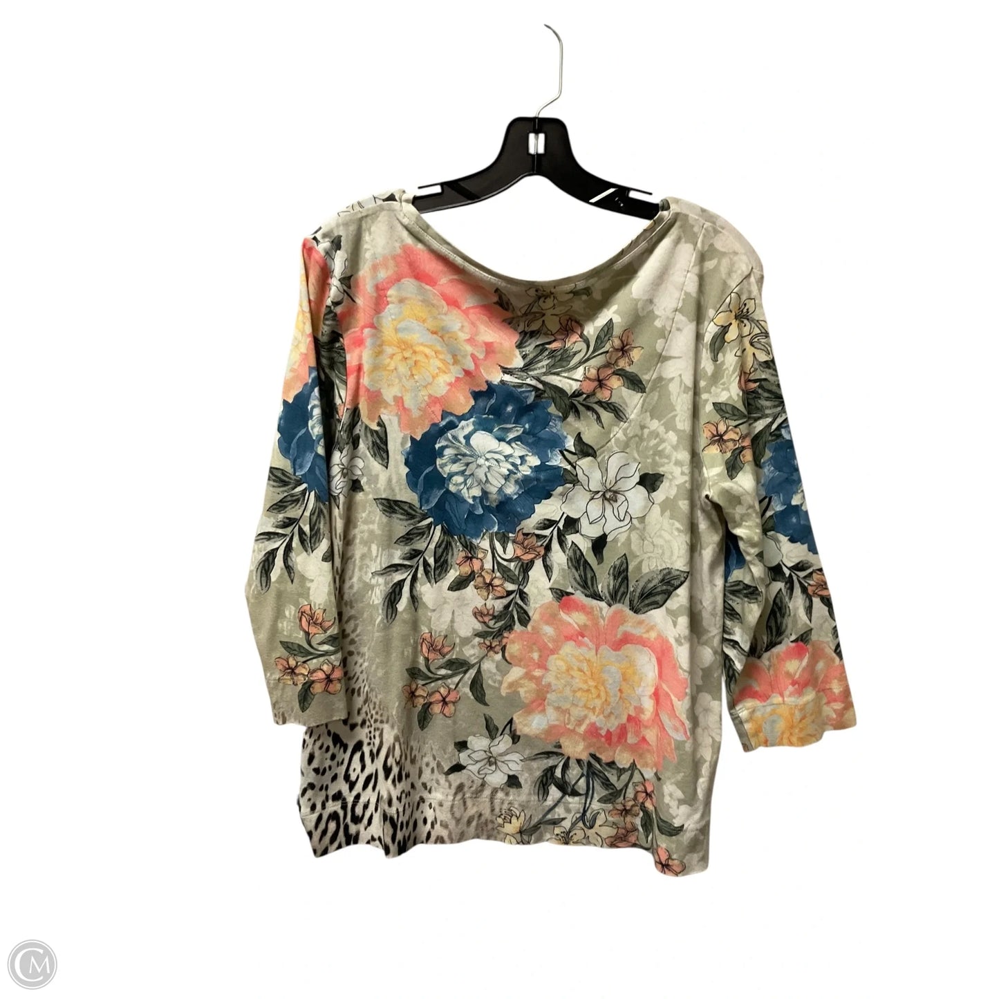Top Long Sleeve Basic By Chicos In Floral Print, Size: L
