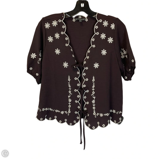 Top Short Sleeve By Adrianna Papell In Brown, Size: Xs