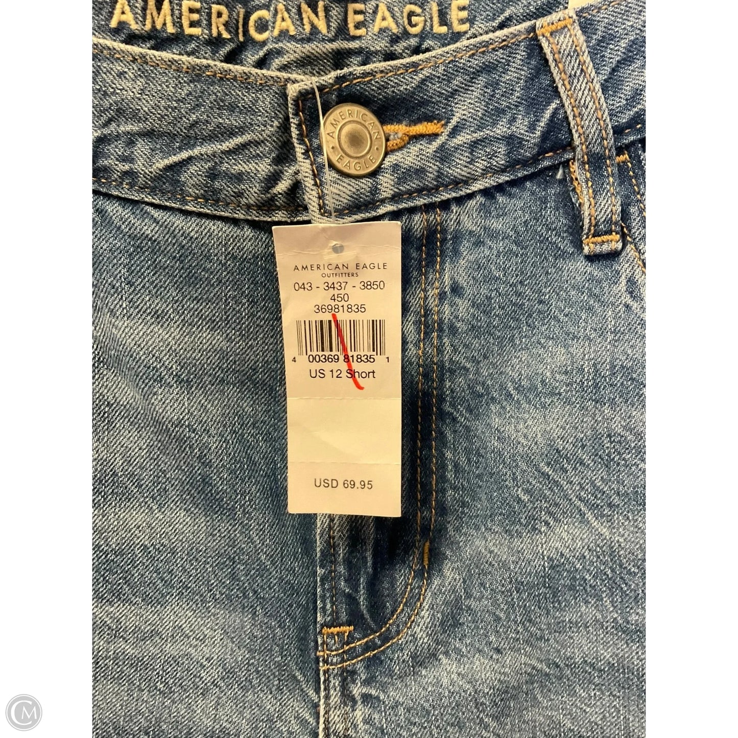 Jeans Straight By American Eagle In Blue Denim, Size: 12