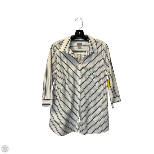 Top Long Sleeve Basic By Chicos In Striped Pattern, Size: M