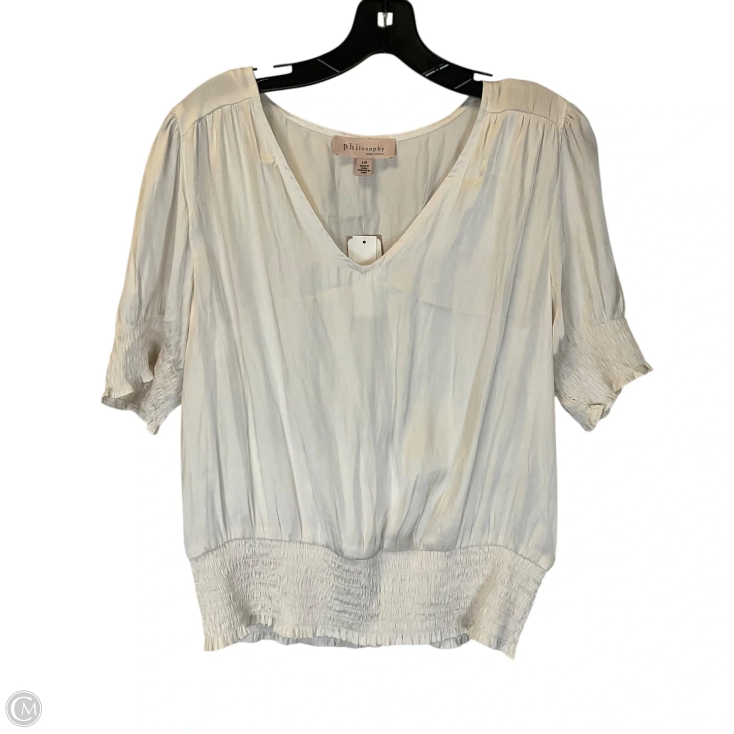 Top Short Sleeve By Philosophy In Cream, Size: L