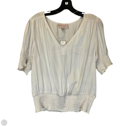 Top Short Sleeve By Philosophy In Cream, Size: L