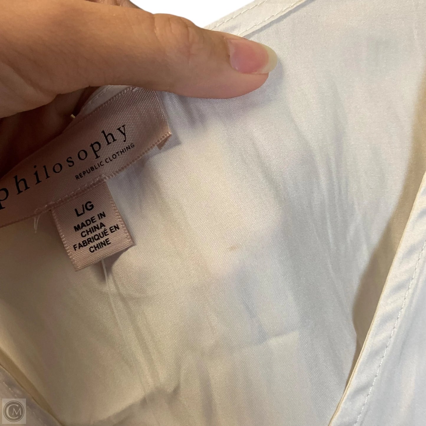 Top Short Sleeve By Philosophy In Cream, Size: L