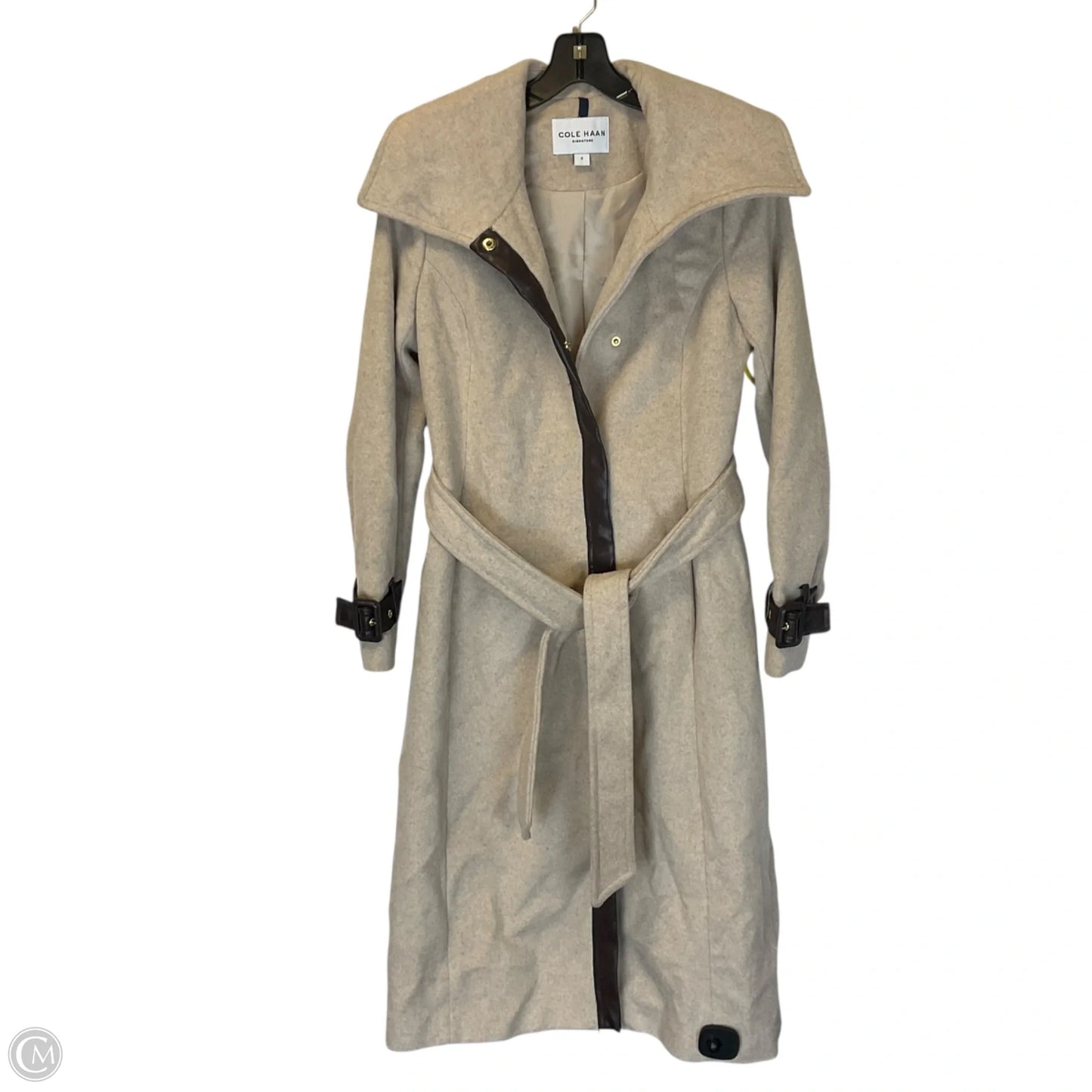 Coat Trench Coat By Cole-haan In Tan, Size: 2