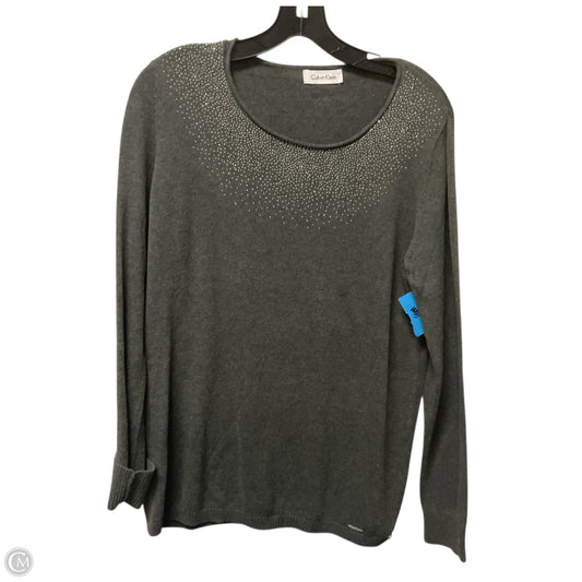 Top Long Sleeve By Calvin Klein In Grey, Size: S