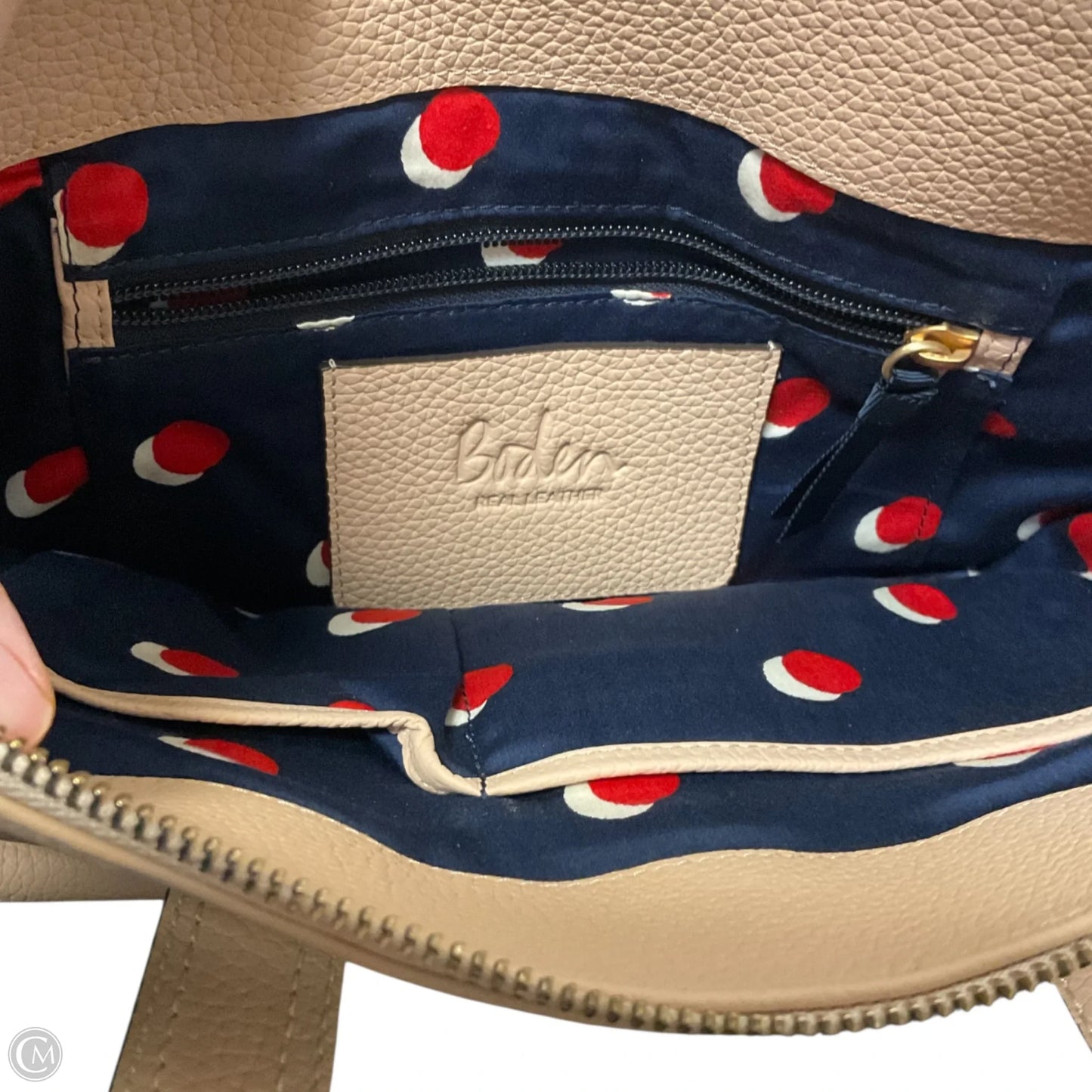 Handbag Leather By Boden, Size: Medium