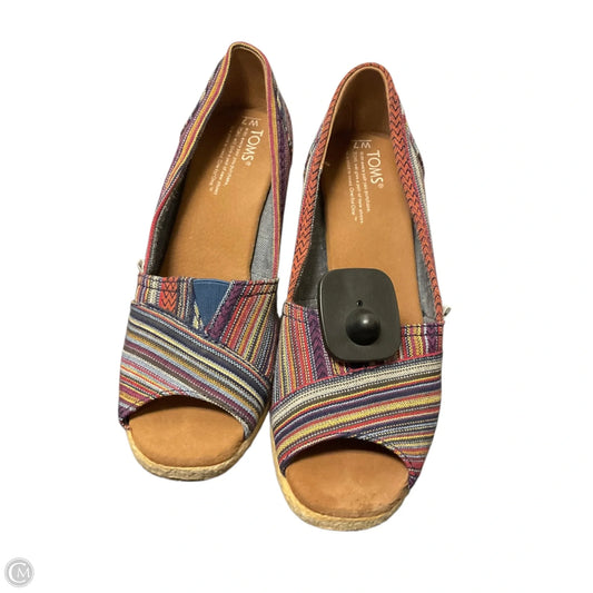 Sandals Heels Wedge By Toms In Striped Pattern, Size: 7