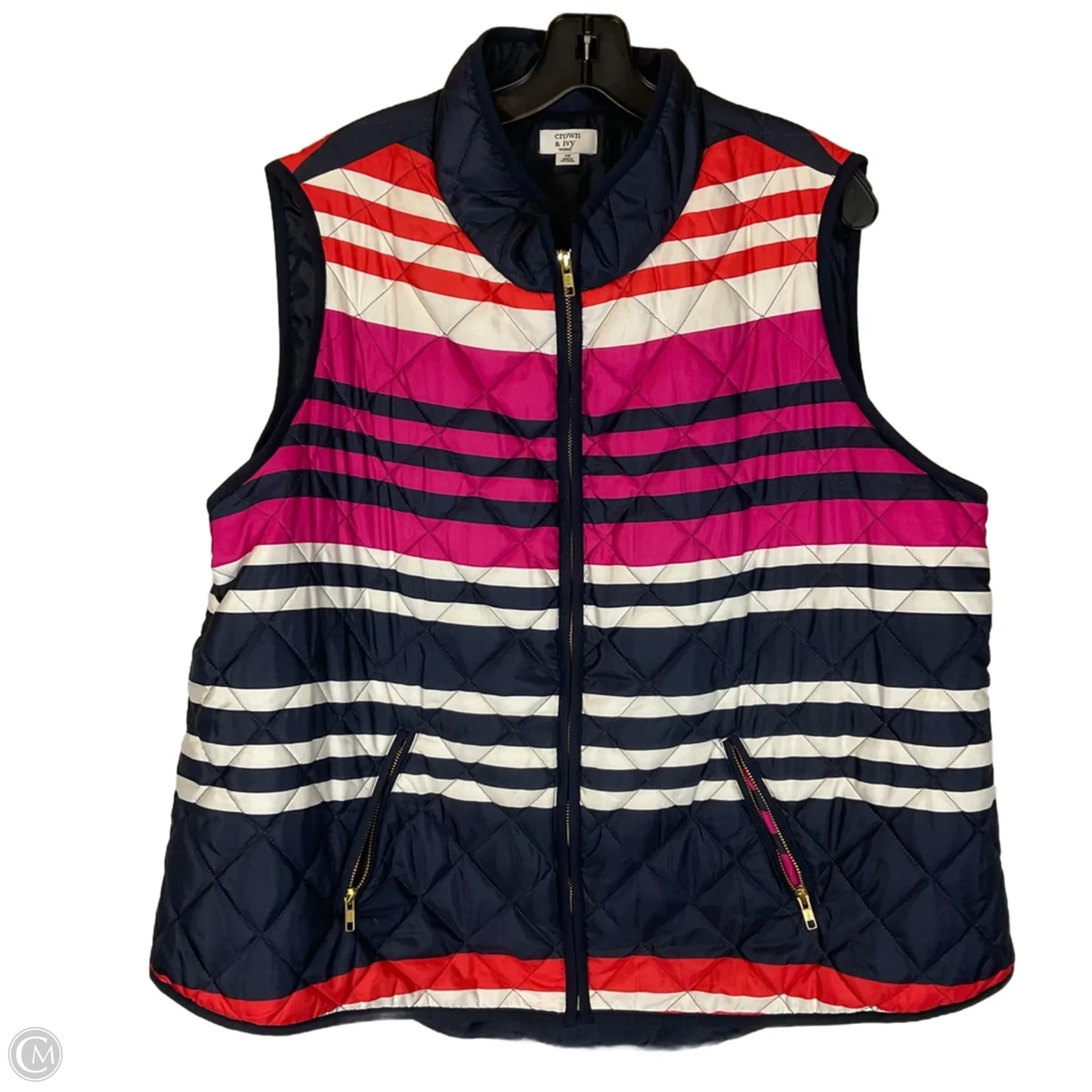 Vest Puffer & Quilted By Crown And Ivy In Striped Pattern, Size: 3x
