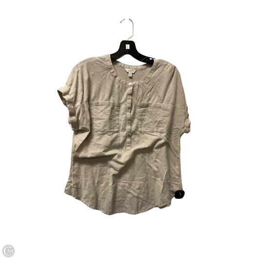 Top Short Sleeve Basic By Lucky Brand In Tan, Size: L