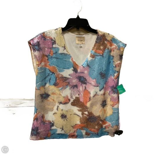 Top Short Sleeve By Elie Tahari In Multi-colored, Size: L