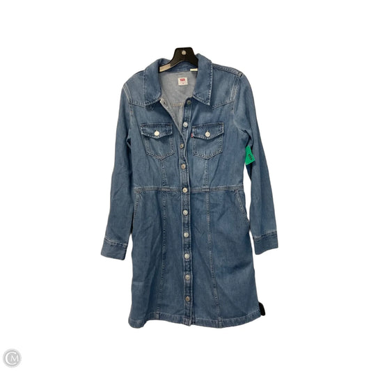 Dress Casual Midi By Levis In Blue Denim, Size: M