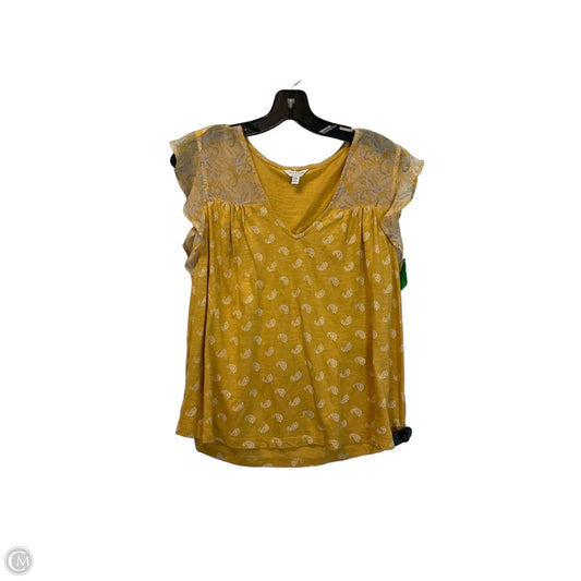 Top Short Sleeve By Lucky Brand In Yellow, Size: M