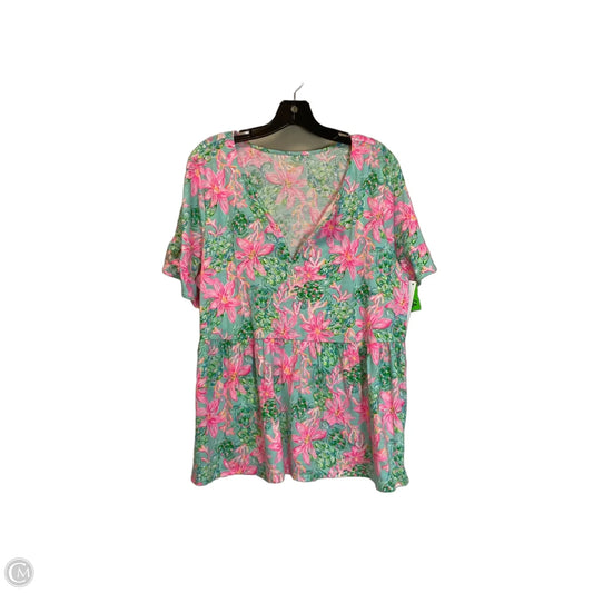 Top Short Sleeve Designer By Lilly Pulitzer In Blue, Size: Xl
