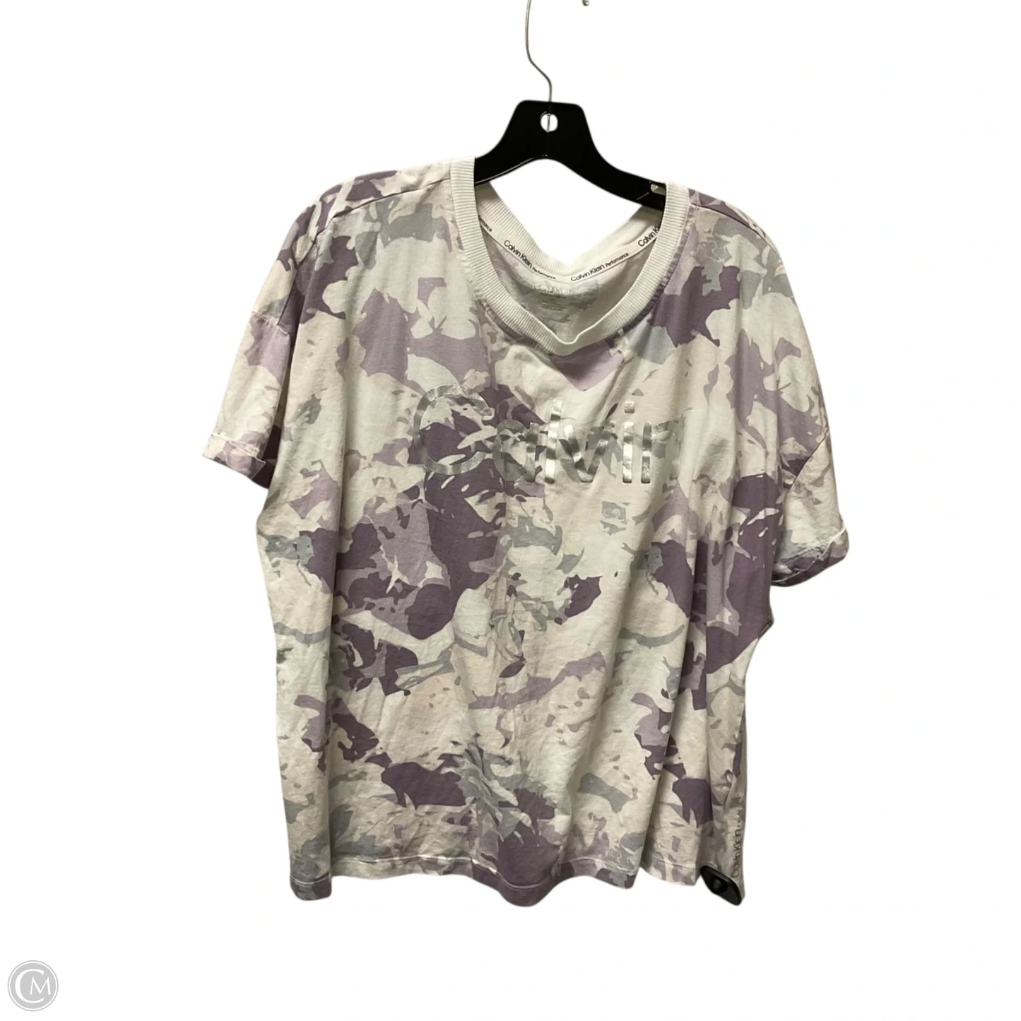 Top Short Sleeve Basic By Calvin Klein In Tie Dye Print, Size: 2x