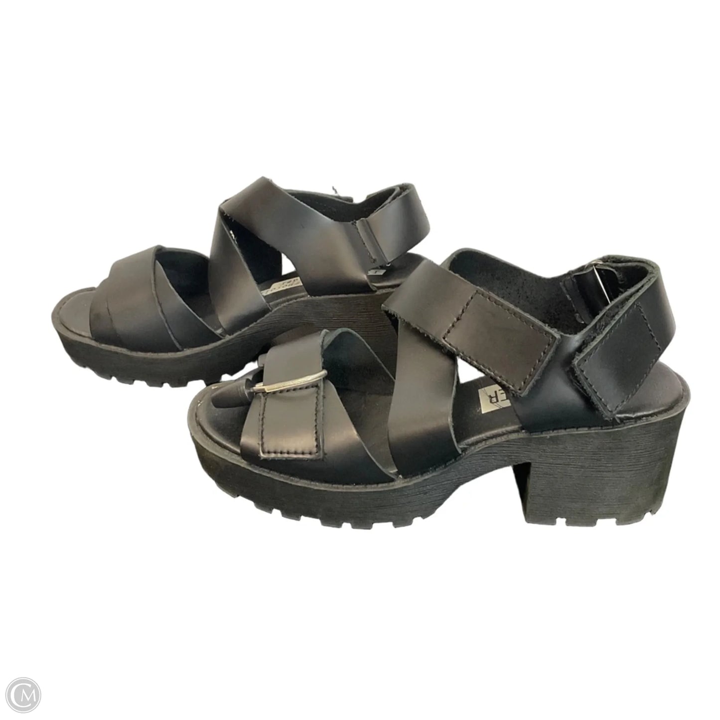 Sandals Heels Block By Clothes Mentor In Black, Size: 7.5