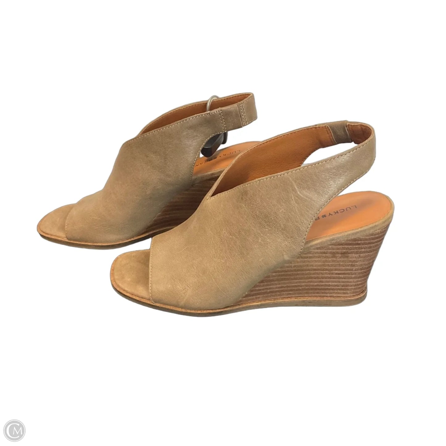 Sandals Heels Wedge By Lucky Brand In Tan, Size: 8
