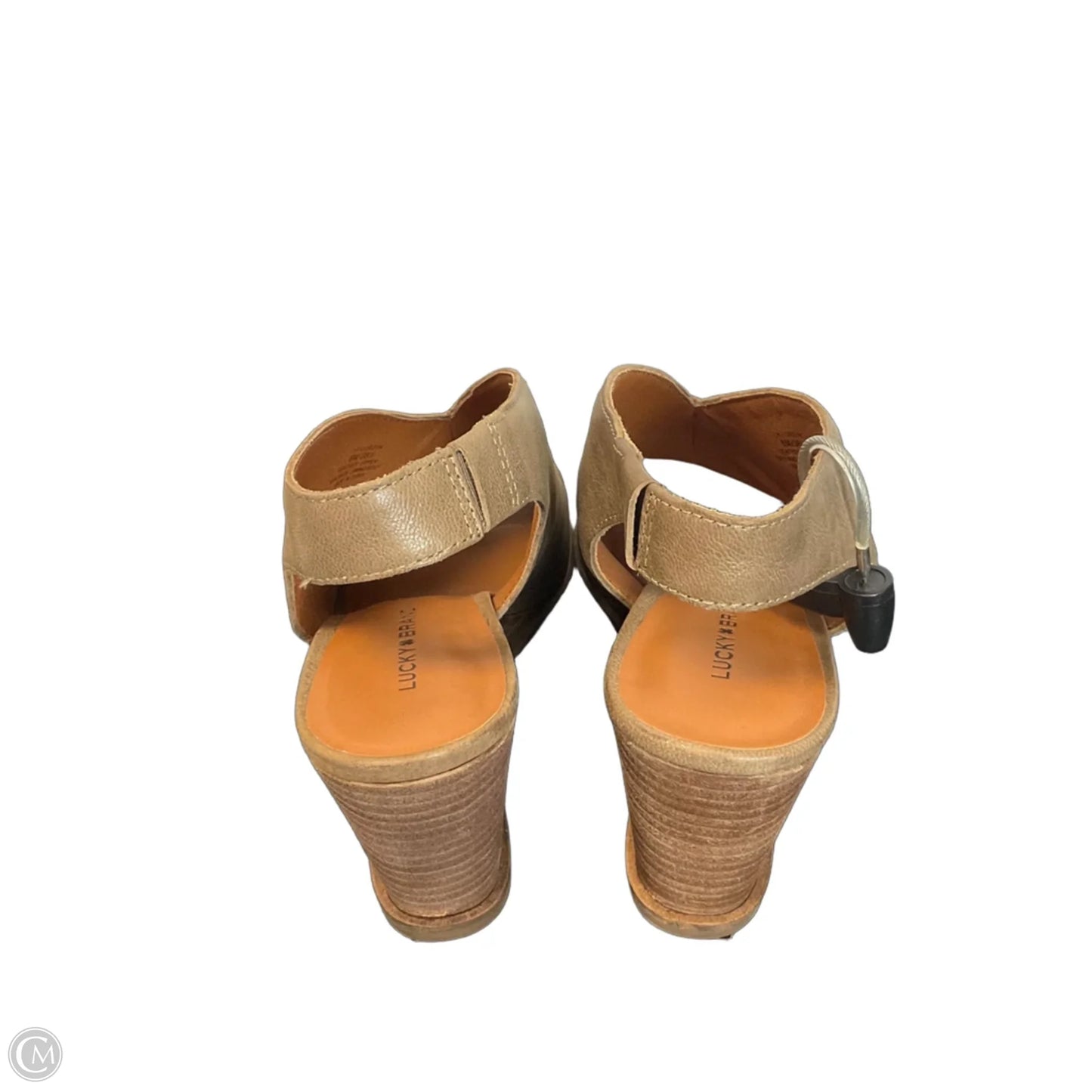 Sandals Heels Wedge By Lucky Brand In Tan, Size: 8