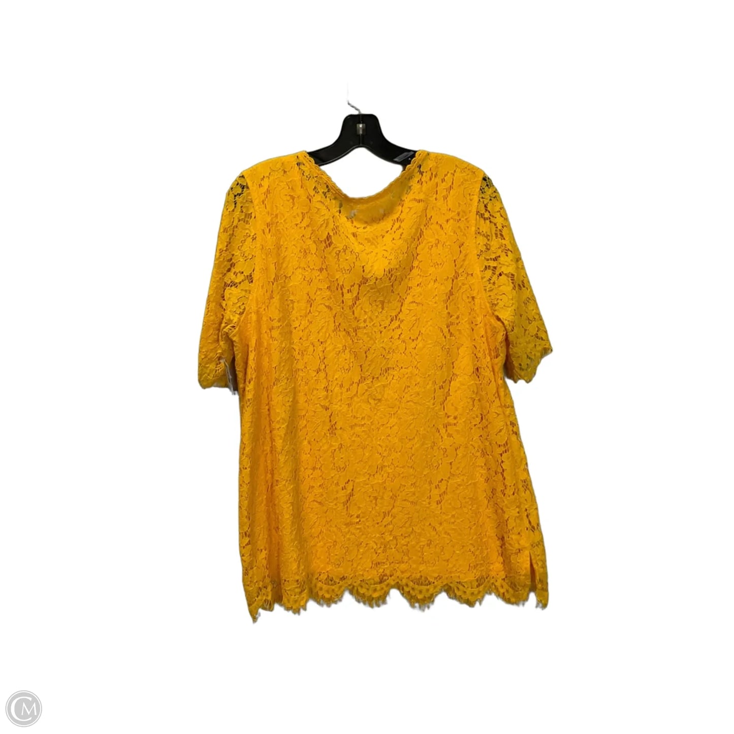 Top Short Sleeve By Cable And Gauge In Yellow, Size: 1x