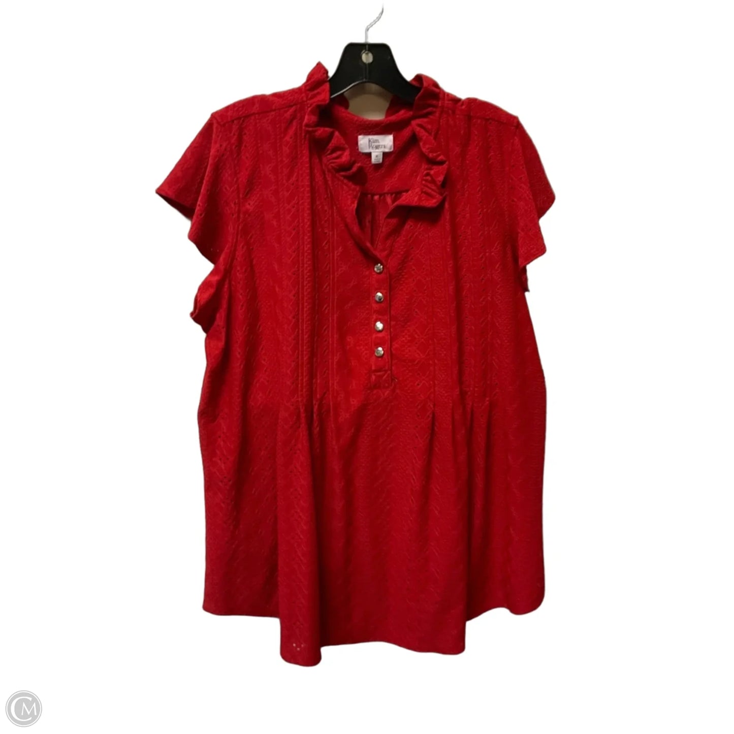 Top Short Sleeve By Kim Rogers In Red, Size: Xl