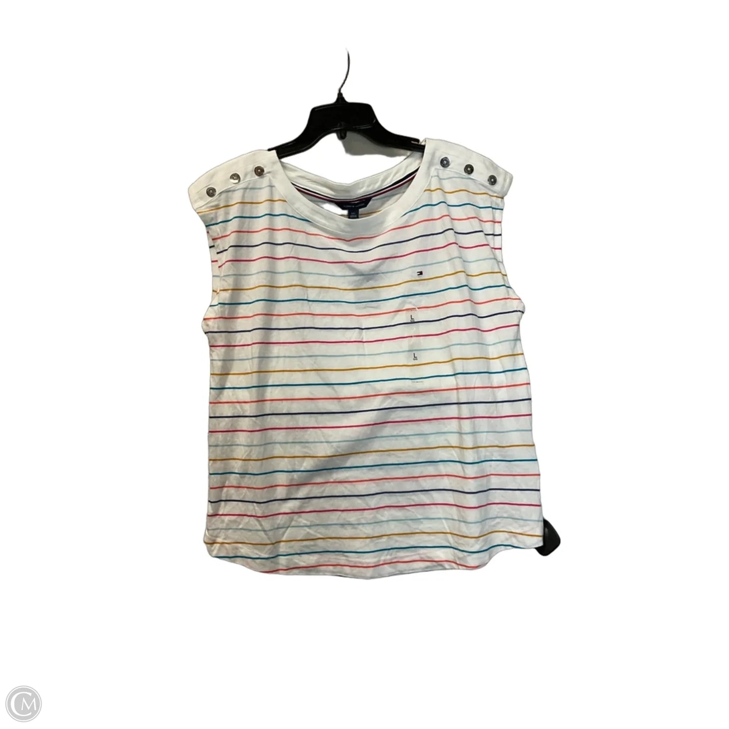 Top Short Sleeve Basic By Tommy Hilfiger In Striped Pattern, Size: L