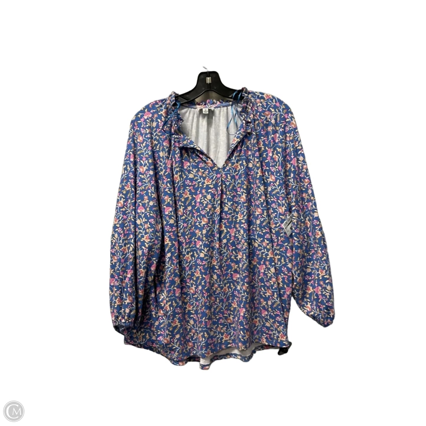 Top Long Sleeve By Wonderly In Blue, Size: 2x