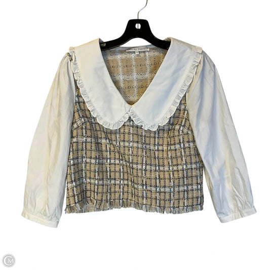 Top Long Sleeve By English Factory In Tan & White, Size: S